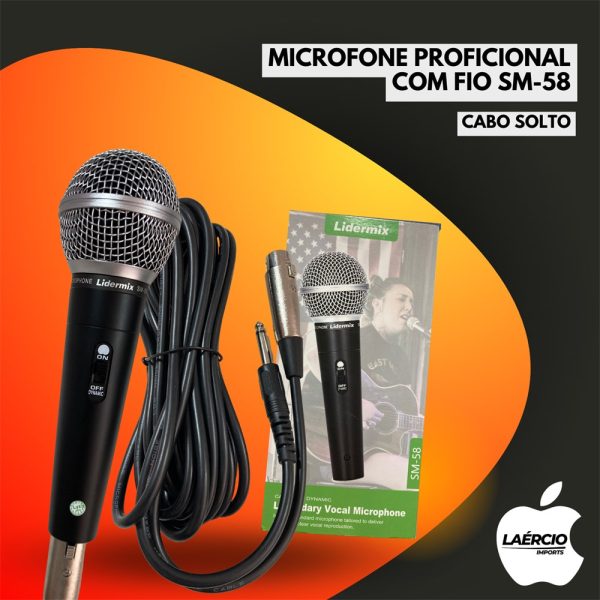 MICROFONE PROFISSIONAL FIO SM 58 Laércio Imports