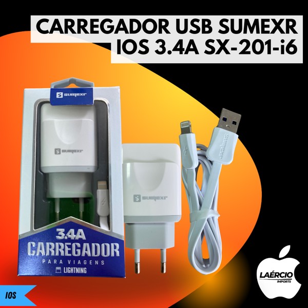 CARREGADOR USB SUMEXR IOS 3.4A SX-201-i6