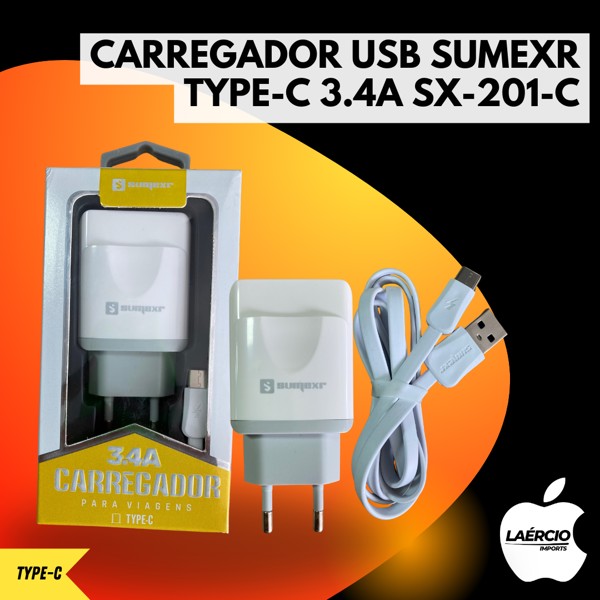 CARREGADOR USB SUMEXR TYPE-C 3.4A SX-201-C