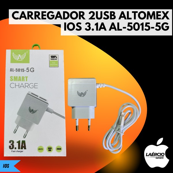 CARREGADOR 2USB ALTOMEX IOS 3.1A AL-5015-5G