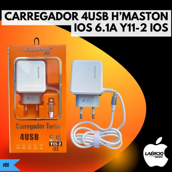 CARREGADOR 4USB H’MASTON IOS 6.1A Y11-2 IOS