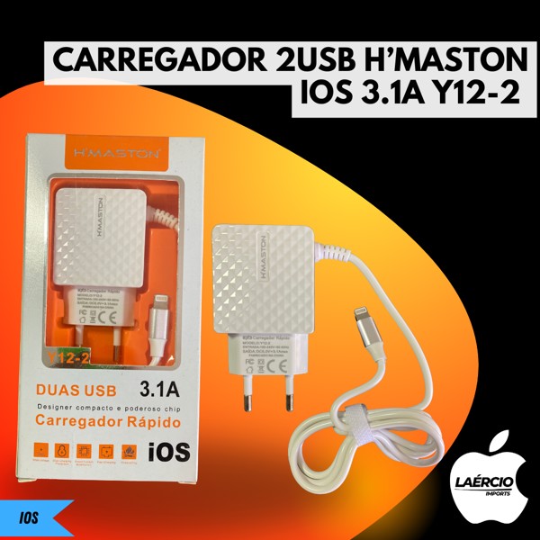 CARREGADOR 2USB H’MASTON IOS 3.1A Y12-2