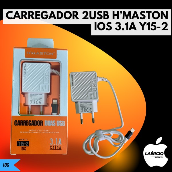 CARREGADOR 2USB H’MASTON IOS 3.1A Y15-2