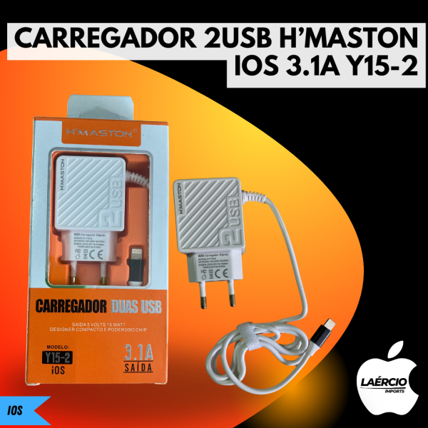 CARREGADOR 2USB H’MASTON IOS 3.1A Y15-2