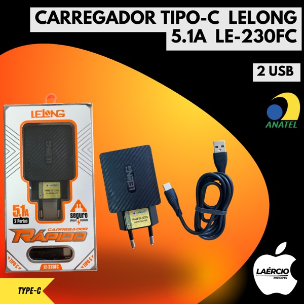 CARREGADOR TIPO-C  LELONG 5.1A  LE-230FC