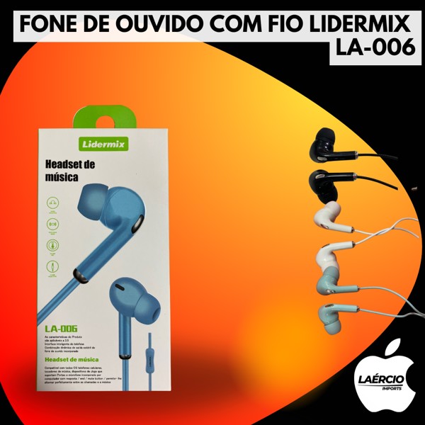 FONE DE OUVIDO COM FIO LIDERMIX  LA-006