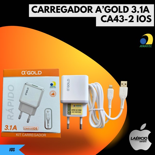 CARREGADOR A’GOLD 3.1A  CA43-2 IOS