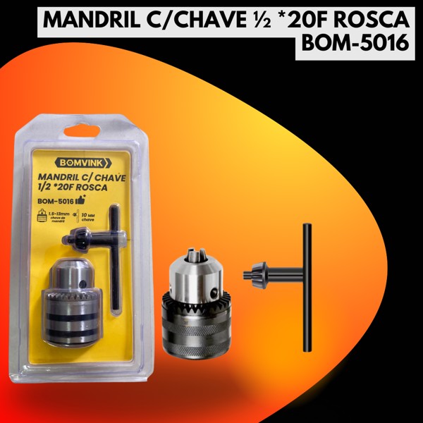 MANDRIL C/CHAVE ½ *20F ROSCA BOM-5016